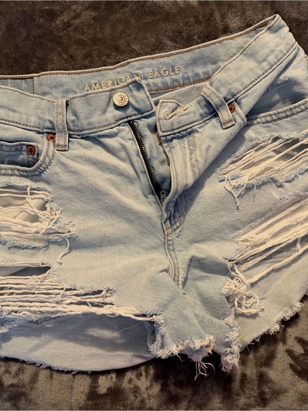 American Eagle Outfitters Light Wash Distressed Jean Shorts